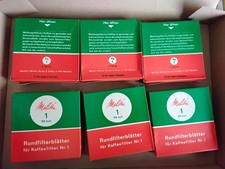 6x Melitta Kaffeefilter  Nr. 1 Rundfilterbl&auml;tter 94 mm  Original 60er Jahre  ovp