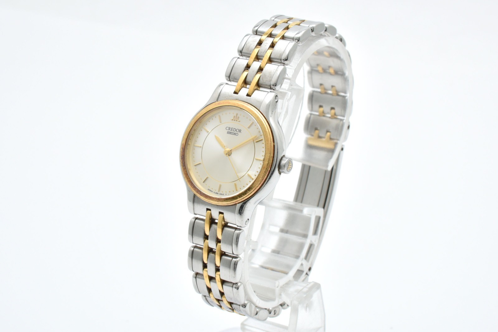 Rare Vintage SEIKO CREDOR 4J85-0A10 Gold 18kt Bezel Qz Ladies Watch [Exc5] JAPAN image 4
