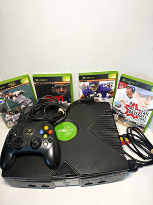 Original Microsoft Xbox Console Bundle Tested Working Controller 4 Games AV Cabl