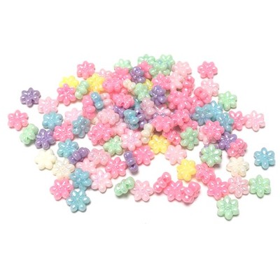 Pastell Gemischte Farben Acryl Perlen Blume 10x11mm AB 100er Pack+