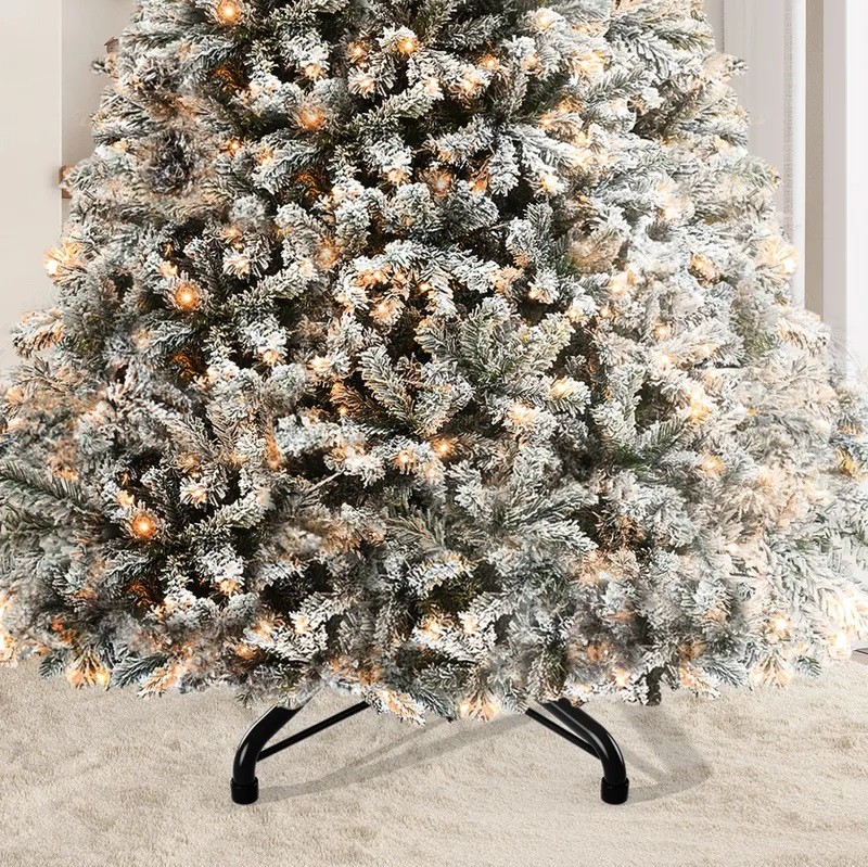 7.5FT Snow Flocked Pre-Lit Full Artificial Christmas Tree with Remote Control