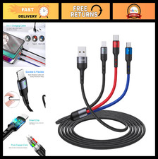 10ft 3-in-1 Multi Charging Cable - Nylon Braided, Type-C Micro USB, 2 Pack