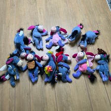 Vintage Disney Store Eeyore Plush Lot Cupid Butterfly Cowboy Reindeer Bean Bag