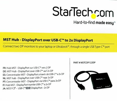 NEW STARTECH COM USB-C TO 2X DISPLAYPORT MST HUB  SEALED BOX
