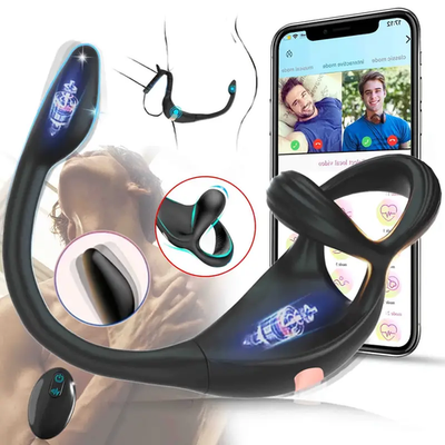 Vibrating Cock Ring Taint Stimulator with Mini Prostate Massager App  Controlled