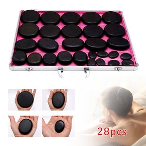 Hot Stone Massage Warmer Kit with Basalt Stones & Heating Box - 28 Pcs