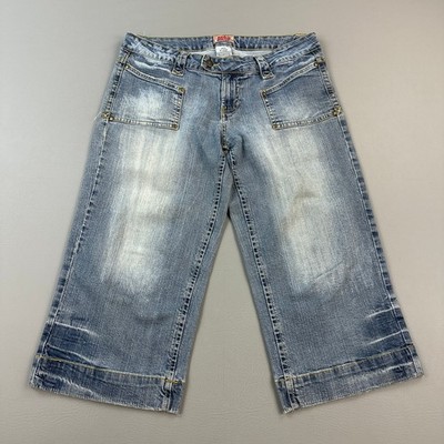 Vintage NOBO No Boundaries Capri Jeans Juniors 13 33x21 Embroidered Stretch Y2K