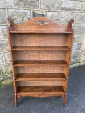Antique Golden Oak Open Bookcase Bookshelves