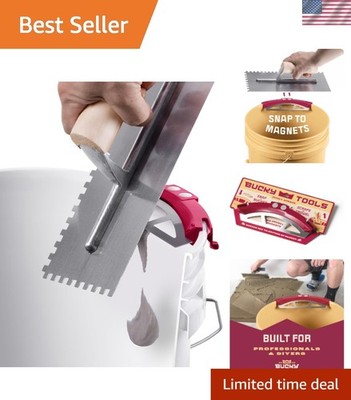 Quick Snap-On 5-Gallon Bucket Scraper with Built-in Trowel Holder for Tile Pros