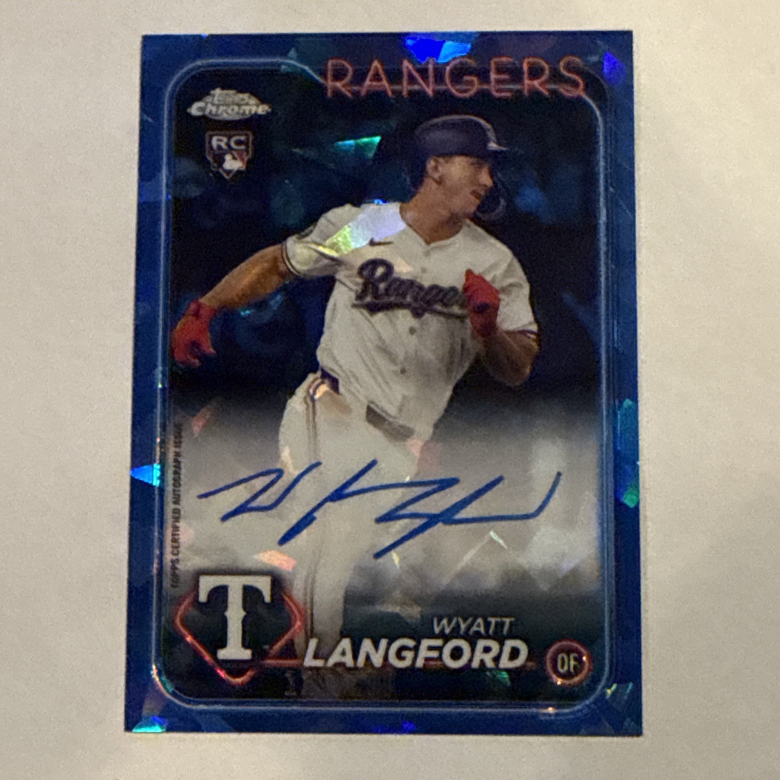 2024 Topps Chrome Update SAPPHIRE Wyatt Langford RC Rookie Auto /199 Rangers