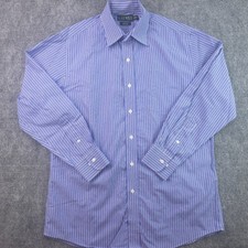 Lauren Ralph Lauren Dress Shirt 16 32/33 Slim Fit Non Iron Blue Purple Striped