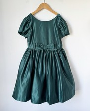 JANIE AND JACK Short Sleeve Forest Green Satin Holiday Dress. Catalog Cover. 8