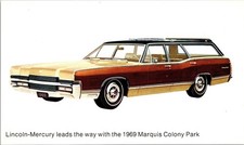1969 Mercury Marquis Colony Park Station Wagon Chrome Postcard