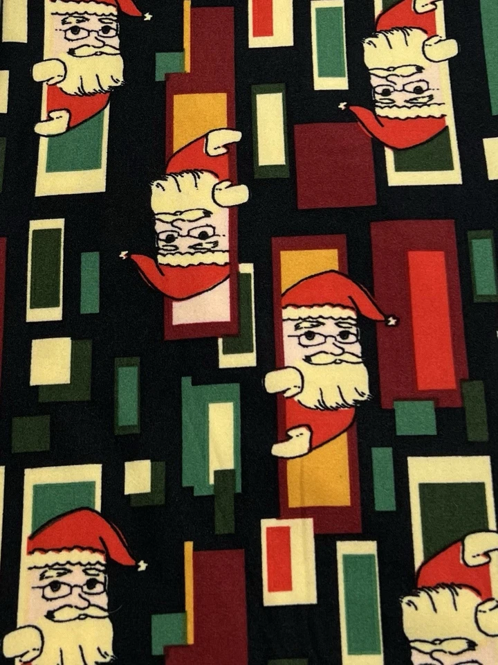 Leggings LuLaRoe TC2 alta curvilínea 2 Natal SANTA feriado retrô listra elástica - Imagem 2 de 4