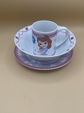 Disney Princess Sofia The First Porcelain Dinnerware Plate, Bowl Mug 3Piece Set