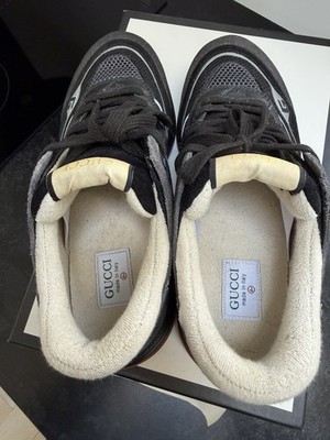 Gucci Z3183 Men's Ultrapace Black Suede Sneakers Size 8.5 G / 9 US