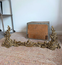 Antique French Rococo Style Bronze Ornate Adjustable Fender Chenet