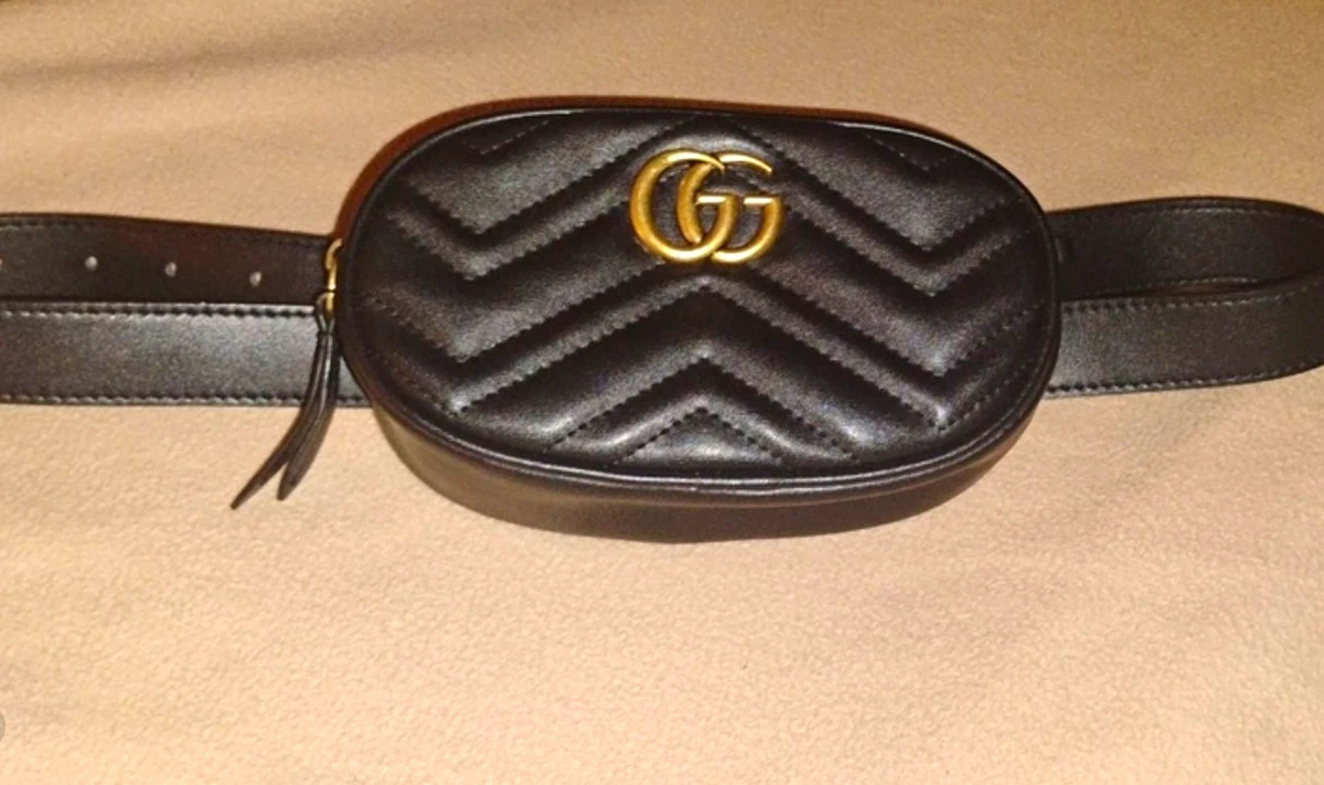 Gucci Black Quilted Leather Belt Bag with Gold GG Hardware Last call??? Gucci GG Marmont Matelassé Belt Bag from  main image 3