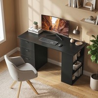 120cm Computer Desk Writing PC Table Workstation Laptop w/ 3 Shelves & Drawers