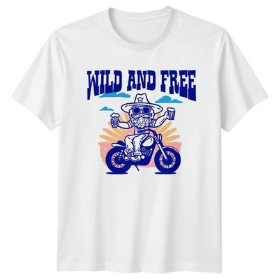 Wild And Free Herren T-Shirt Biker Lifestyle Motorrad Vatertag Geschenk für Ihn