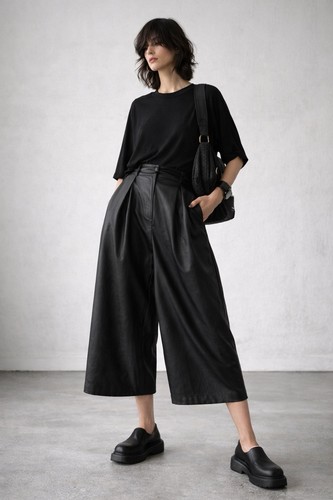 Alessio Bardelle Avant Garde Wide Leg Culottes XL Black Ultra High Rise Italy