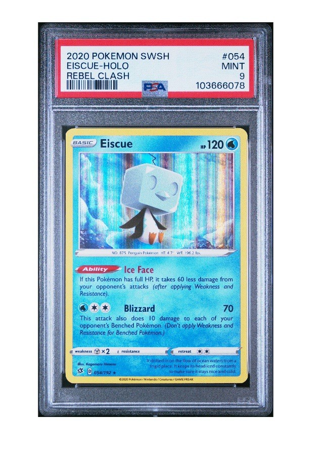 2020 POKEMON SWORD & SHIELD REBEL CLASH #054 EISCUE-HOLO REBEL CLASH PSA 9 Mint