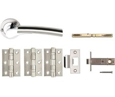 Union Hardware Ultimo Door Handle Set Brushed Nickel – Privacy Latch & 3x Hinges