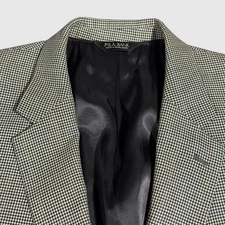 Jos A Bank Sport Coat Mens 48L Black White Houndstooth 2 Button Silk & Wool