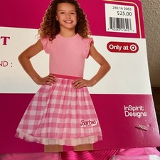 NEW Barbie Movie Gingham Tutu Kit Halloween Costume Girls Large/XL Skirt/Bandana