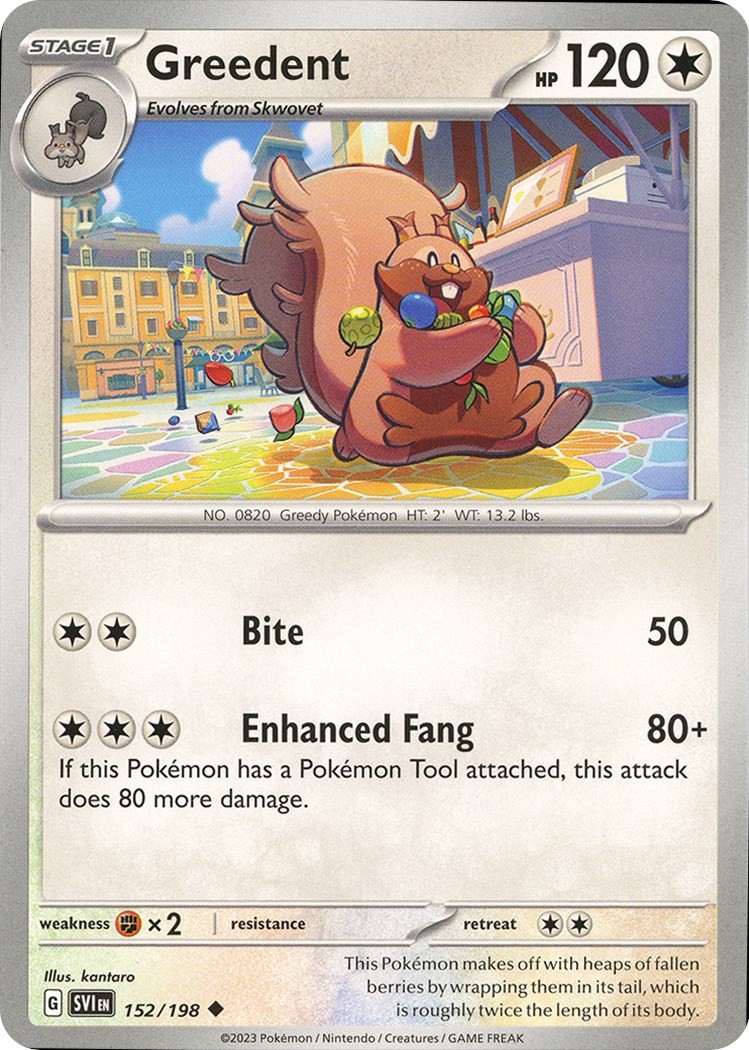 Greedent SVI 152/198 U Scarlet & Violet Base Set Pokemon Card NM