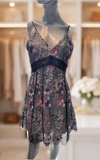 Molly Green, Elegant Floral Lace Dress, Spaghetti Strap, Embroidered Overlay, L