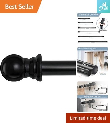 Durable Black Stainless Steel Curtain Rod 66-120  with Adjustable Brackets