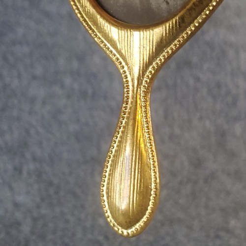 Accessorio specchio a mano dipinto ottone bambola vintage stile neoclassico/rococò - Foto 9 di 10