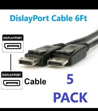 5 PACK Displayport to Display Port Cable DP Male to Male Cord 4K HD 6FT  