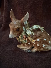 FITZ & FLOYD  Christmas Fawn  Retired CandyDish Excellent condition 