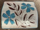 Vtg 50’s Stangl Pottery Flower Cigarette Trinket Box Handpainted USA Blue Teal