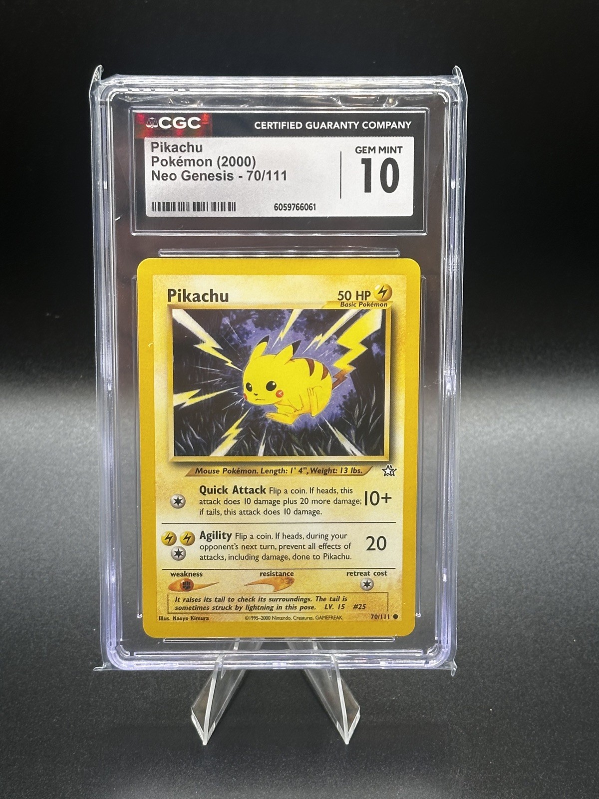 Pikachu 70/111 Neo Genesis Pokemon TCG 2000 Graded CGC 10 Gem Mint