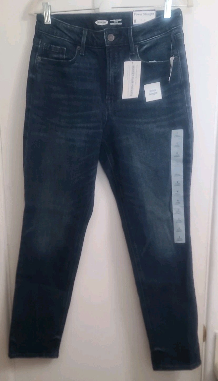 Old Navy Women's Jeans Power Straight High Rise Size 8 Secret Slim Pockets