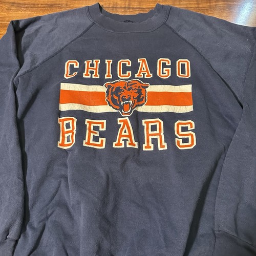 Vintage 80s Chicago Bears Pullover Crewneck Trench Tag Navy NFL Football Medium - Picture 2 of 4