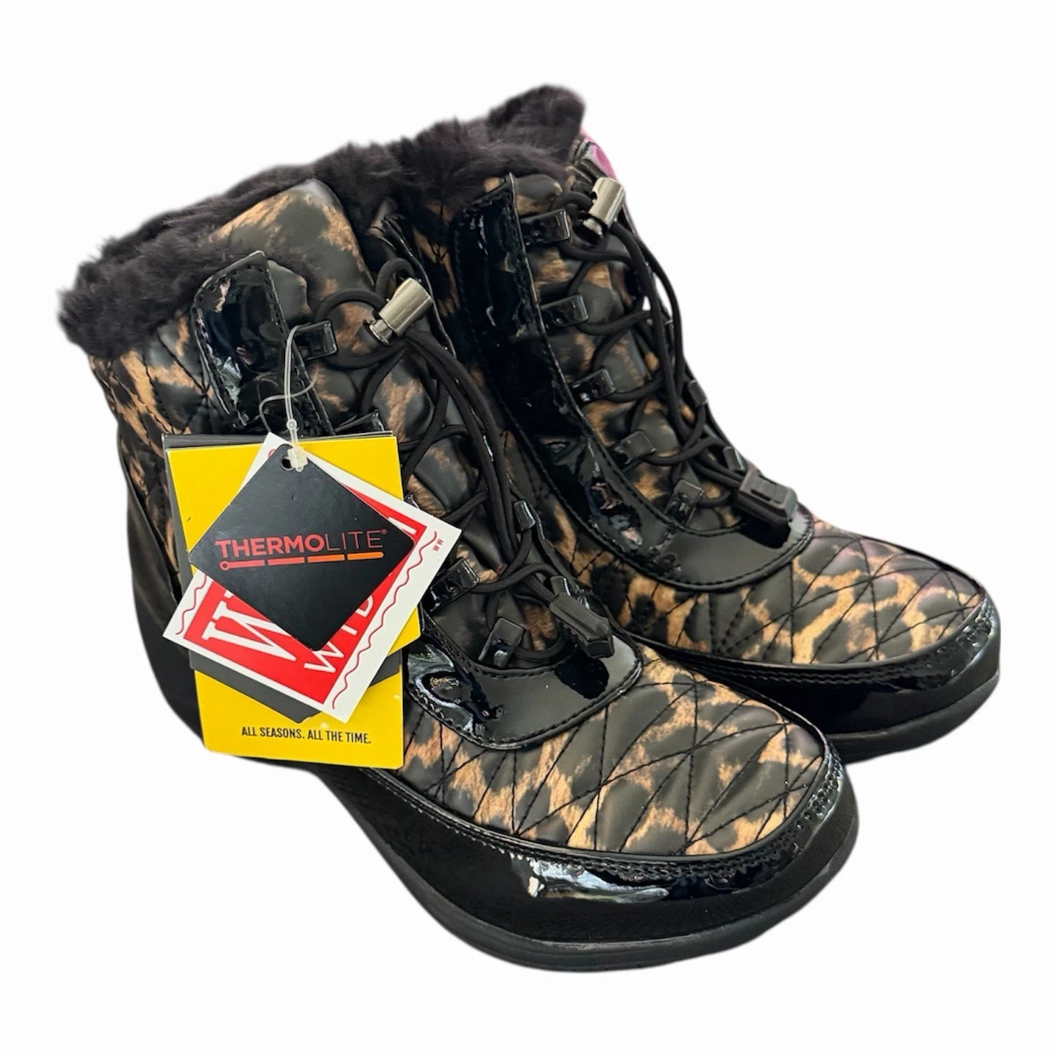 Khombu Molly Waterproof Leopard Print Snow Boots Wide 5W Thermolite Winter Boot