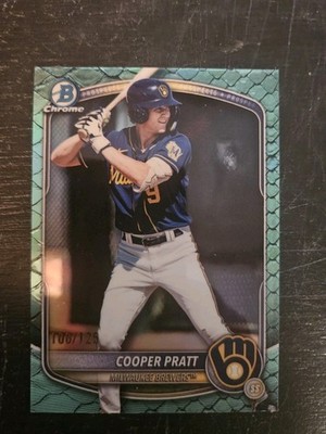 2025 Bowman Draft Chrome Aqua Reptilian Refractor 55/125 Cooper Pratt 00aa