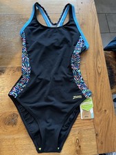 Image of Women’s Zoggs Ecolast Namibia 34 Atom Back Swimming Costume UK 10 NWT