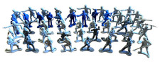 Plastic Toy Soldiers Gray  Blue Army Officers Men 2  Tall Figures Lot of 48