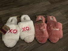 NEW 2 Pairs-Dluxe Dearfoams Womens Be Mine  XO Slippers Large 9-10 Valentine  s