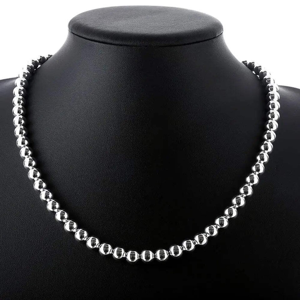 Classic brands 8MM bead 925 Sterling Silver Necklace for woman men high