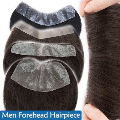 Forehead Hairpiece Mens Toupee Remy Human Hair Frontal Hairline Replacement 2*16