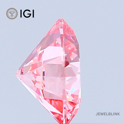 IGI Certified 0.52 Carat Fancy Vivid Pink VVS2 Round Cut CVD Lab Grown Diamond - Picture 4 of 18