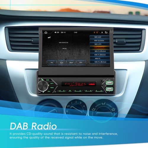 DAB+ 7" 1 DIN Motorised flip Autoradio mit carplay Androidauto USB BT MP5 +Kam - Bild 17 von 24