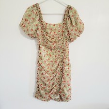 Astr The Label Dress Size Small Ditsy Floral Short Julianna Faux Wrap Puff 