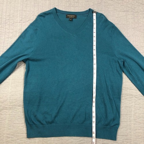 Banana Republic Pullover Herren Large Blau Seide Kaschmir Luxus Mischung V-Ausschnitt Luxe - Bild 10 von 24